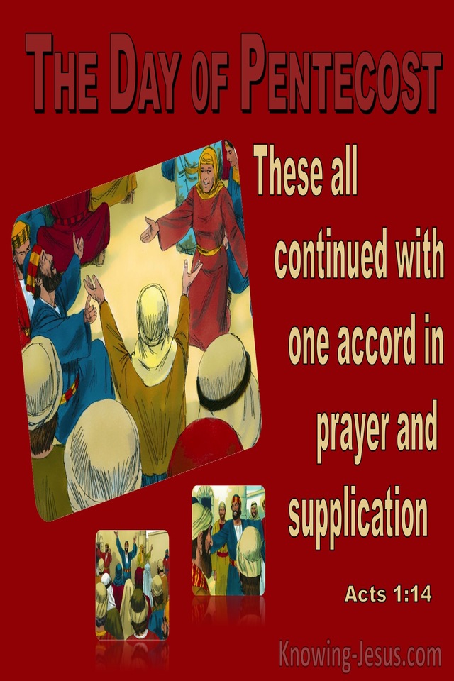 Acts 1:14 They All Continued With One Accord In Prayer And Supplication (red)
